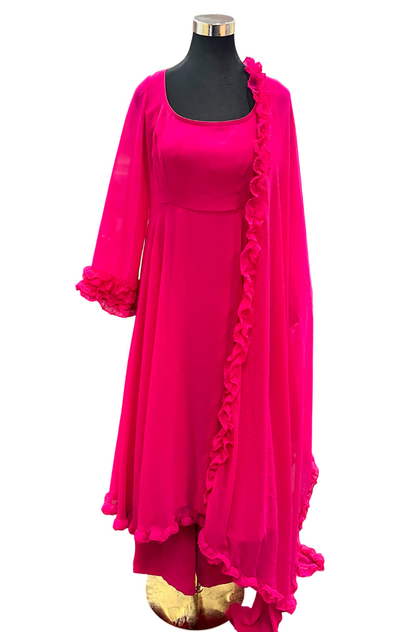 Designer Anarkali Set Hot Pink